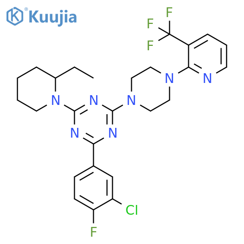 1,3,5-Triazine, 2-(3-chloro-4-fluorophenyl)-4-(2-ethyl-1-piperidinyl)-6-[4-[3-(trifluoromethyl)-2-pyridinyl]-1-piperazinyl]- structure