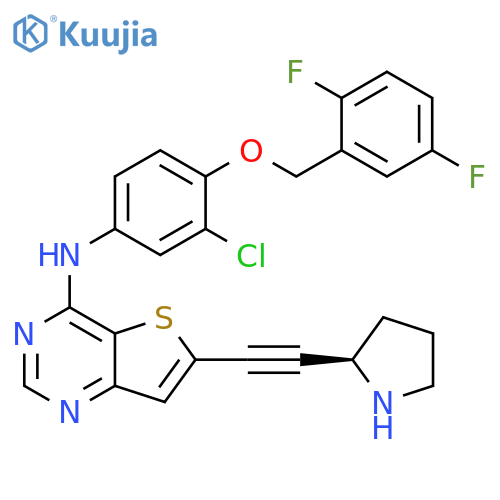 Thieno[3,2-d]pyrimidin-4-amine,N-[3-chloro-4-[(2,5-difluorophenyl)methoxy]phenyl]-6-[(2R)-2-pyrrolidinylethynyl]- structure