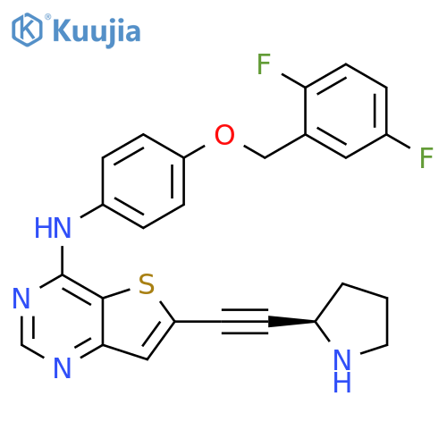 Thieno[3,2-d]pyrimidin-4-amine,N-[4-[(2,5-difluorophenyl)methoxy]phenyl]-6-[(2R)-2-pyrrolidinylethynyl]- structure