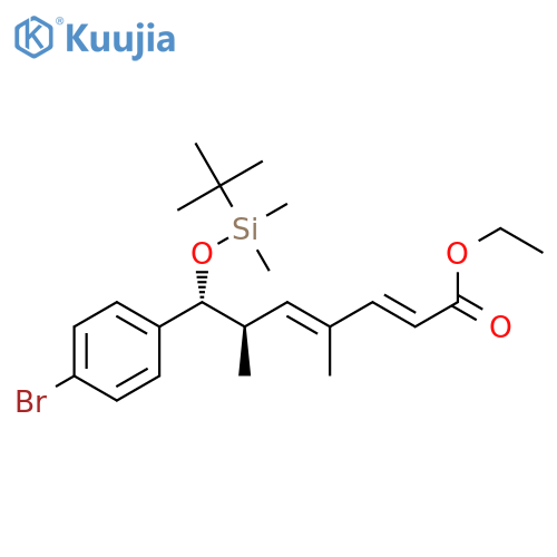 2,4-Heptadienoic acid,  7-(4-bromophenyl)-7-[[(1,1-dimethylethyl)dimethylsilyl]oxy]-4,6-dimethyl-,  ethyl ester, (2E,4E,6R,7R)- structure