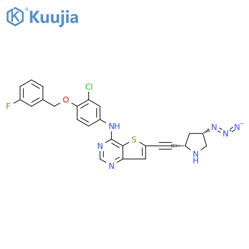 Thieno[3,2-d]pyrimidin-4-amine, 6-[2-[(2S,4S)-4-azido-2-pyrrolidinyl]ethynyl]-N-[3-chloro-4-[(3-fluorophenyl)methoxy]phenyl]- structure
