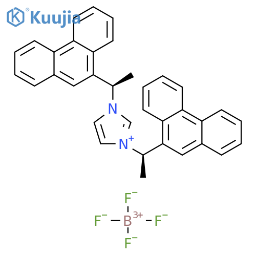 1H-Imidazolium, 1,3-bis[(1R)-1-(9-phenanthrenyl)ethyl]-, tetrafluoroborate(1-) (1:1) structure