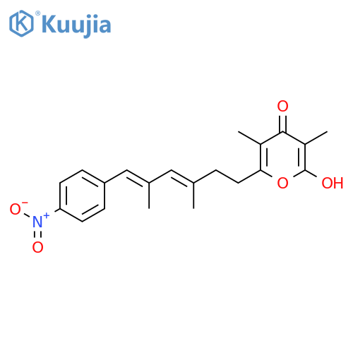 4H-Pyran-4-one,2-[(3E,5E)-3,5-dimethyl-6-(4-nitrophenyl)-3,5-hexadienyl]-6-hydroxy-3,5-dimethyl- structure