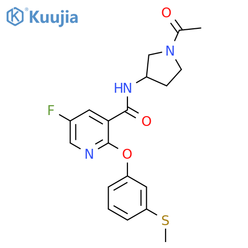 3-Pyridinecarboxamide, N-(1-acetyl-3-pyrrolidinyl)-5-fluoro-2-[3-(methylthio)phenoxy]- structure