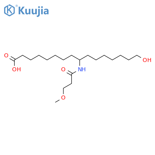 Hexadecanoic acid, 16-hydroxy-9-[(3-methoxy-1-oxopropyl)amino]- structure