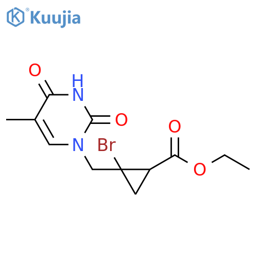 Cyclopropanecarboxylic acid,2-bromo-2-[(3,4-dihydro-5-methyl-2,4-dioxo-1(2H)-pyrimidinyl)methyl]-,ethyl ester structure