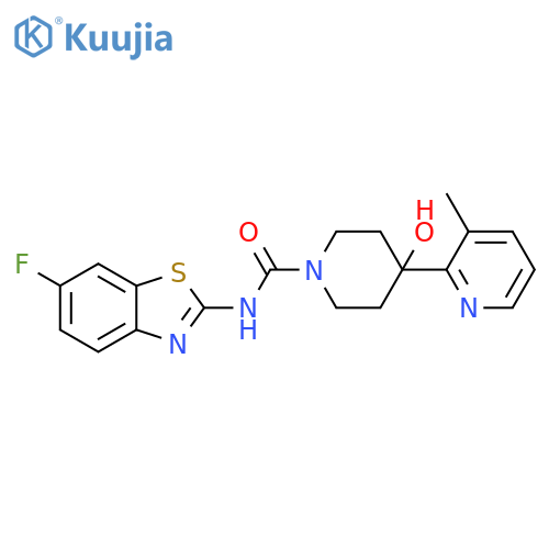 1-Piperidinecarboxamide,N-(6-fluoro-2-benzothiazolyl)-4-hydroxy-4-(3-methyl-2-pyridinyl)- structure