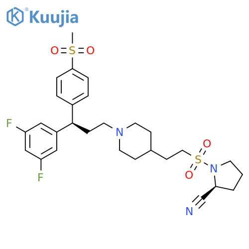 2-Pyrrolidinecarbonitrile, 1-[[2-[1-[(3R)-3-(3,5-difluorophenyl)-3-[4-(methylsulfonyl)phenyl]propyl]-4-piperidinyl]ethyl]sulfonyl]-, (2S)- structure