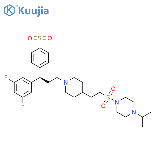 Piperazine, 1-[[2-[1-[(3R)-3-(3,5-difluorophenyl)-3-[4-(methylsulfonyl)phenyl]propyl]-4-piperidinyl]ethyl]sulfonyl]-4-(1-methylethyl)- structure