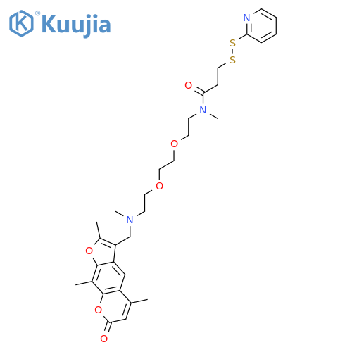Propanamide,N-methyl-N-[2-[2-[2-[methyl[(2,5,9-trimethyl-7-oxo-7H-furo[3,2-g][1]benzopyran-3-yl)methyl]amino]ethoxy]ethoxy]ethyl]-3-(2-pyridinyldithio)- structure