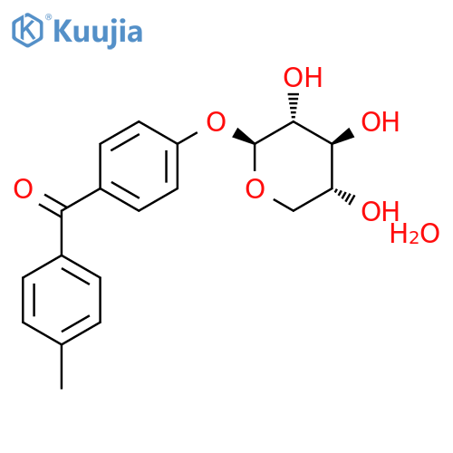 (4-Methylphenyl)(4-(beta-D-xylopyranosyloxy)phenyl)methanone hydrate structure