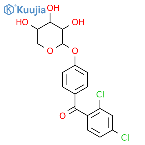 (2,4-Dichlorophenyl)(4-(beta-D-xylopyranosyloxy)phenyl)methanone hemih ydrate structure