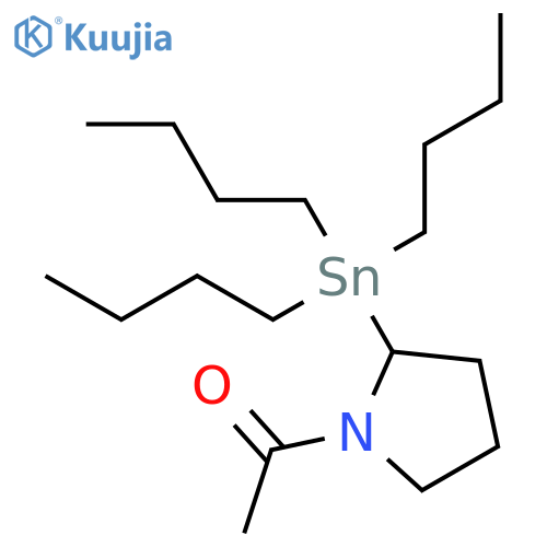 Pyrrolidine, 1-acetyl-2-(tributylstannyl)-, (2S)- structure