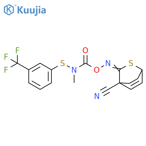 2-Thiabicyclo[2.2.2]oct-5-ene-4-carbonitrile, 3-[[[[methyl[[3-(trifluoromethyl)phenyl]thio]amino]carbonyl]oxy]imino]- (9CI) structure