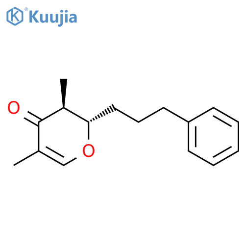 4H-PYRAN-4-ONE, 2,3-DIHYDRO-3,5-DIMETHYL-2-(3-PHENYLPROPYL)-, TRANS- structure