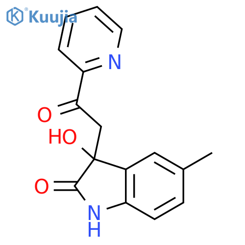 3-hydroxy-5-methyl-3-[2-oxo-2-(pyridin-2-yl)ethyl]-1,3-dihydro-2H-indol-2-one structure