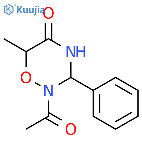 2H-1,2,4-Oxadiazin-5(6H)-one, 2-acetyldihydro-6-methyl-3-phenyl- structure