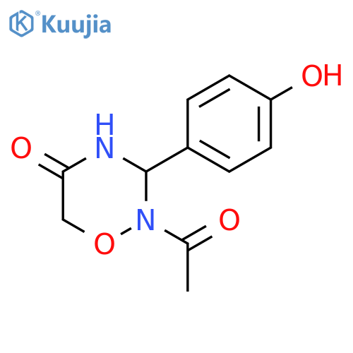2H-1,2,4-Oxadiazin-5(6H)-one, 2-acetyldihydro-3-(4-hydroxyphenyl)- structure