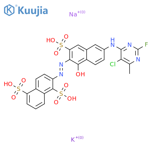 2-[[6-[(5-chloro-2-fluoro-6-methylpyrimidin-4-yl)amino]-1-hydroxy-3-sulpho-2-naphthyl]azo]naphthalene-1,5-disulphonic acid, potassium sodium salt structure