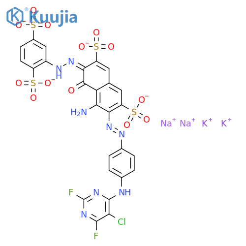 2,7-Naphthalenedisulfonicacid,4-amino-3-[2-[4-[(5-chloro-2,6-difluoro-4-pyrimidinyl)amino]phenyl]diazenyl]-6-[2-(2,5-disulfophenyl)diazenyl]-5-hydroxy-,potassium sodium salt (1:?:?) structure