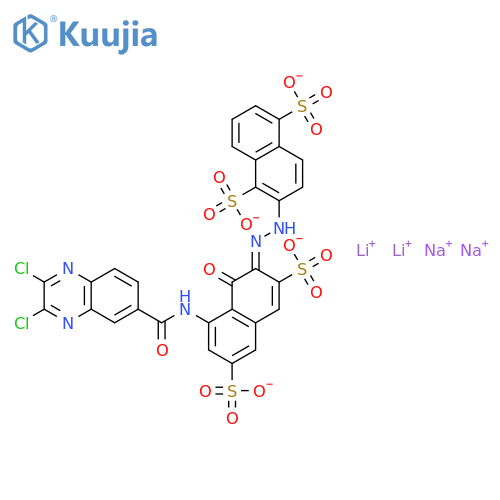 1,5-Naphthalenedisulfonicacid,2-[2-[8-[[(2,3-dichloro-6-quinoxalinyl)carbonyl]amino]-1-hydroxy-3,6-disulfo-2-naphthalenyl]diazenyl]-,lithium sodium salt (1:?:?) structure