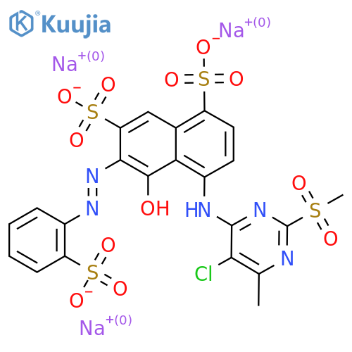 4-[[5-chloro-2-mesyl-6-methyl-4-pyrimidinyl]amino]-5-hydroxy-6-[(o-sulphophenyl)azo]naphthalene-1,7-disulphonic acid, sodium salt structure
