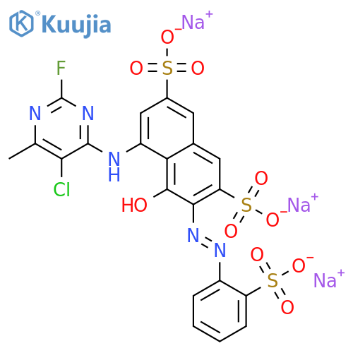 5-[(5-chloro-2-fluoro-6-methyl-4-pyrimidinyl)amino]-4-hydroxy-3-[(2-sulphophenyl)azo]naphthalene-2,7-disulphonic acid, sodium salt structure
