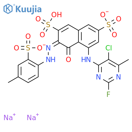 2,7-Naphthalenedisulfonicacid,5-[(5-chloro-2-fluoro-6-methyl-4-pyrimidinyl)amino]-4-hydroxy-3-[2-(4-methyl-2-sulfophenyl)diazenyl]-,sodium salt (1:?) structure