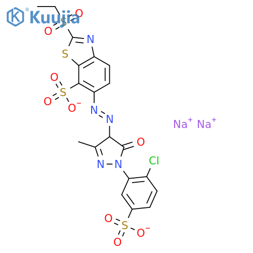 7-Benzothiazolesulfonicacid,6-[2-[1-(2-chloro-5-sulfophenyl)-4,5-dihydro-3-methyl-5-oxo-1H-pyrazol-4-yl]diazenyl]-2-(ethylsulfonyl)-,sodium salt (1:2) structure