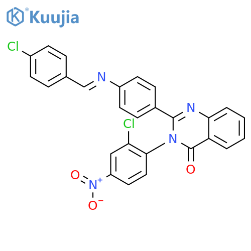 3-(2-chloro-4-nitrophenyl)-2-(4-{[(E)-(4-chlorophenyl)methylidene]amino}phenyl)quinazolin-4(3H)-one structure