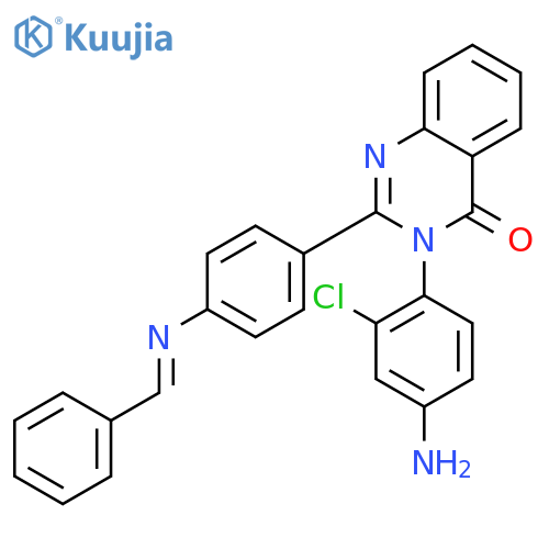 3-(4-amino-2-chlorophenyl)-2-(4-{[(E)-phenylmethylidene]amino}phenyl)quinazolin-4(3H)-one structure