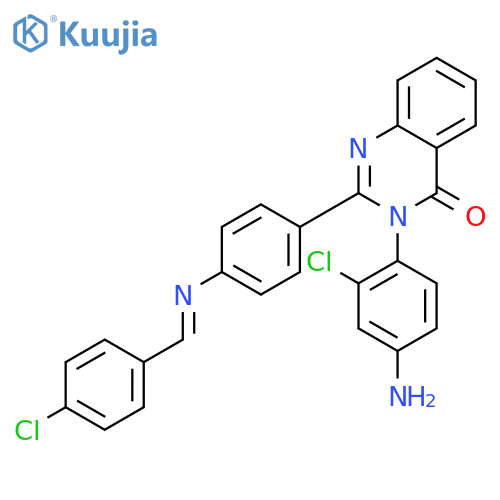 3-(4-amino-2-chlorophenyl)-2-(4-{[(E)-(4-chlorophenyl)methylidene]amino}phenyl)quinazolin-4(3H)-one structure
