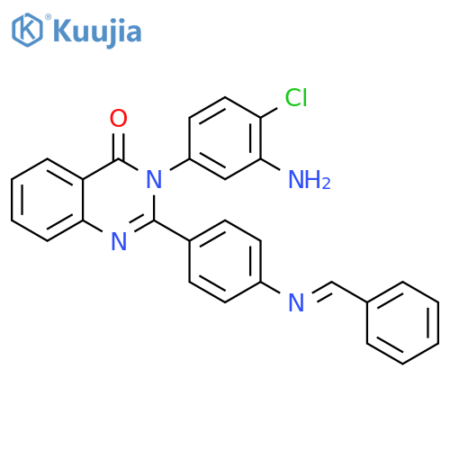 3-(3-amino-4-chlorophenyl)-2-(4-{[(E)-phenylmethylidene]amino}phenyl)quinazolin-4(3H)-one structure