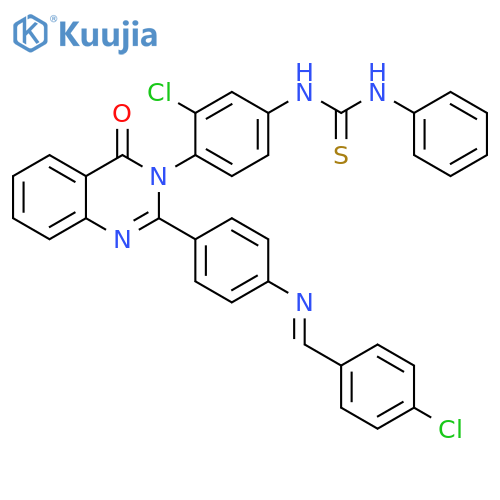 Thiourea,N-[3-chloro-4-[2-[4-[[(4-chlorophenyl)methylene]amino]phenyl]-4-oxo-3(4H)-quinazolinyl]phenyl]-N'-phenyl- structure