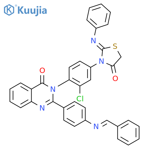3-{2-chloro-4-[(2Z)-4-oxo-2-(phenylimino)-1,3-thiazolidin-3-yl]phenyl}-2-(4-{[(E)-phenylmethylidene]amino}phenyl)quinazolin-4(3H)-one structure