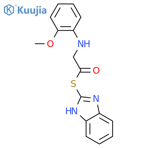 ((2-Methoxyphenyl)amino)ethanethioic acid S-1H-benzimidazol-2-yl ester structure