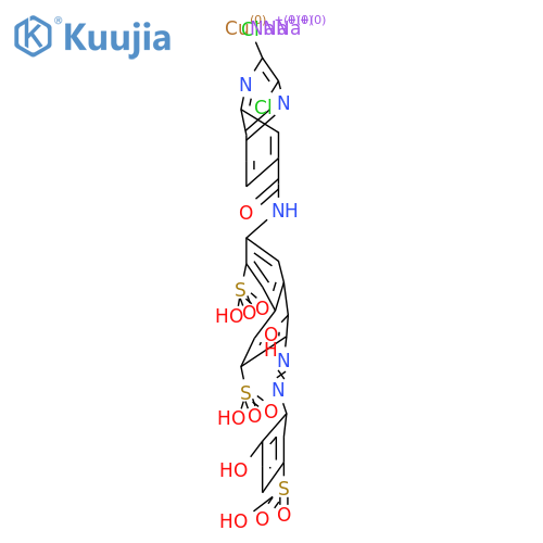trisodium [6-[[(2,3-dichloroquinoxalin-6-yl)carbonyl]amino]-4-hydroxy-3-[(2-hydroxy-5-sulphophenyl)azo]naphthalene-2,7-disulphonato(5-)]cuprate(3-) structure