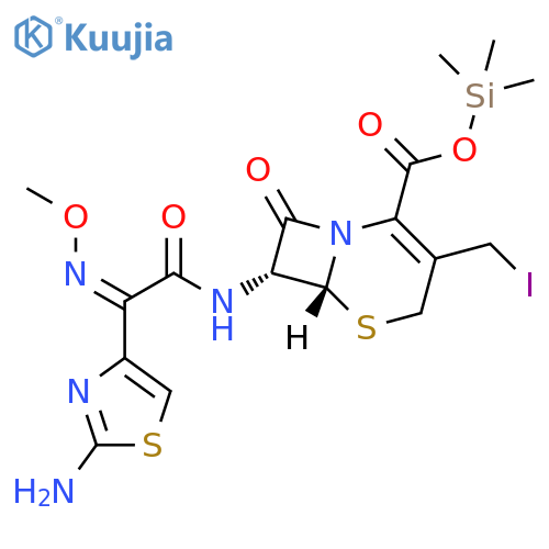 (6R,7R)-trimethylsilyl 7-((Z)-2-(2-aminothiazol-4-yl)-2-(methoxyimino)acetamido)-3-(iodomethyl)-8-oxo-5-thia-1-azabicyclo[4.2.0]oct-2-ene-2-carboxylate structure