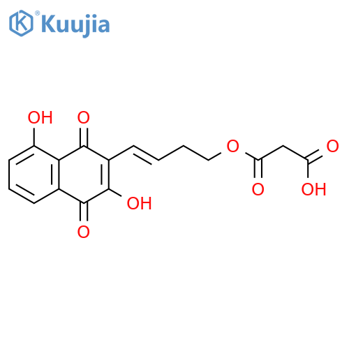 Propanedioic acid,mono[(3E)-4-(1,4-dihydro-3,8-dihydroxy-1,4-dioxo-2-naphthalenyl)-3-butenyl]ester (9CI) structure