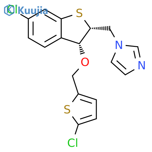 1H-Imidazole, 1-[[(2R,3R)-6-chloro-3-[(5-chloro-2-thienyl)methoxy]-2,3-dihydrobenzo[b]thien-2-yl]methyl]-, rel- structure