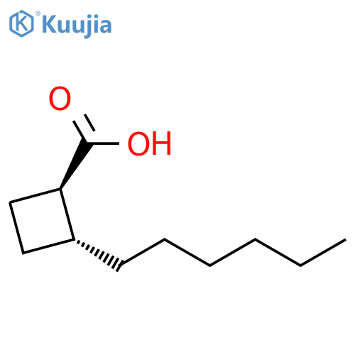 Cyclobutanecarboxylic acid, 2-hexyl-, trans- structure
