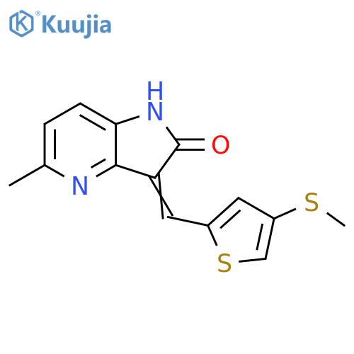 2H-Pyrrolo[3,2-b]pyridin-2-one, 1,3-dihydro-5-methyl-3-[[4-(methylthio)-2-thienyl]methylene]- structure