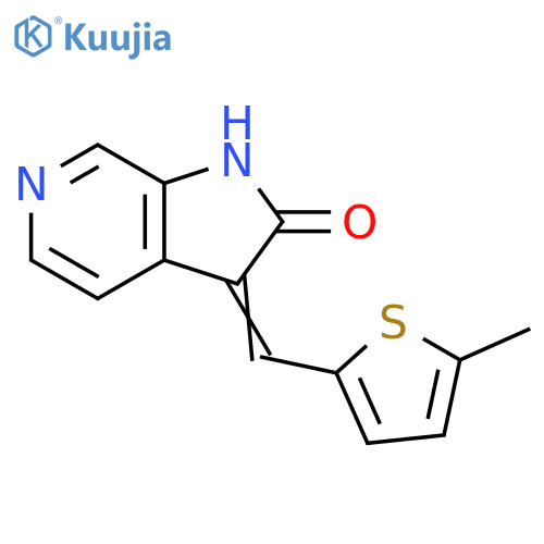 2H-Pyrrolo[2,3-c]pyridin-2-one, 1,3-dihydro-3-[(5-methyl-2-thienyl)methylene]- structure