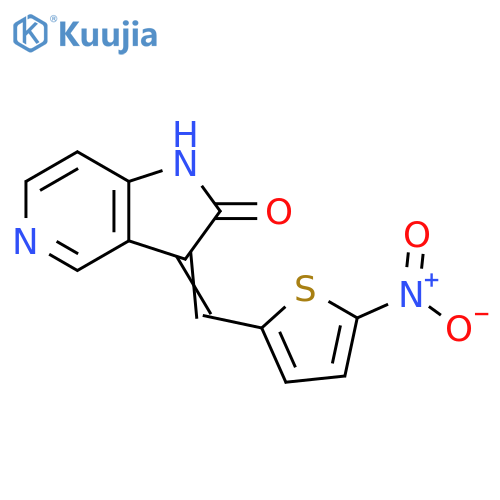 2H-Pyrrolo[3,2-c]pyridin-2-one, 1,3-dihydro-3-[(5-nitro-2-thienyl)methylene]- structure