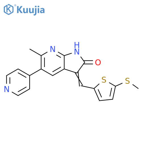 2H-Pyrrolo[2,3-b]pyridin-2-one, 1,3-dihydro-6-methyl-3-[[5-(methylthio)-2-thienyl]methylene]-5-(4-pyridinyl)- structure