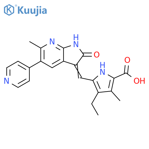 1H-Pyrrole-2-carboxylic acid, 5-[[1,2-dihydro-6-methyl-2-oxo-5-(4-pyridinyl)-3H-pyrrolo[2,3-b]pyridin-3-ylidene]methyl]-4-ethyl-3-methyl- structure