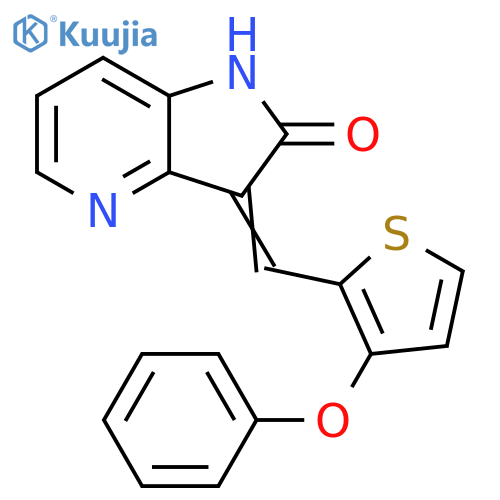 2H-Pyrrolo[3,2-b]pyridin-2-one, 1,3-dihydro-3-[(3-phenoxy-2-thienyl)methylene]- structure