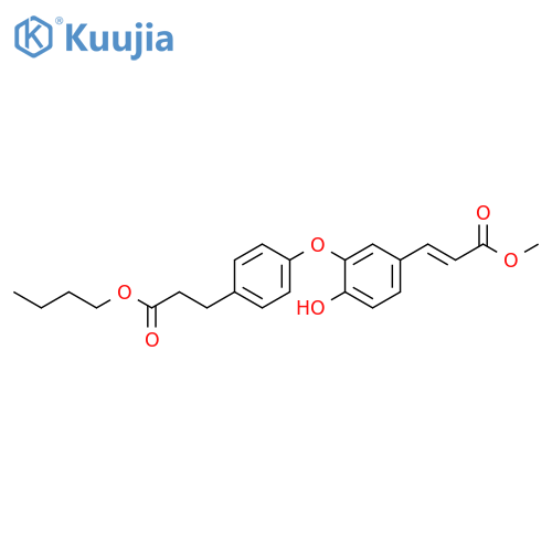 Benzenepropanoic acid,4-[2-hydroxy-5-[(1E)-3-methoxy-3-oxo-1-propenyl]phenoxy]-, butyl ester structure