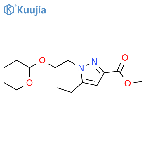 1H-Pyrazole-3-carboxylic acid,5-ethyl-1-[2-[(tetrahydro-2H-pyran-2-yl)oxy]ethyl]-, methyl ester structure