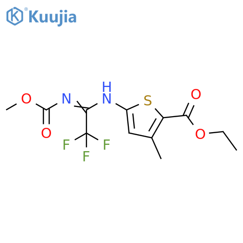 2-Thiophenecarboxylic acid, 3-methyl-5-[[2,2,2-trifluoro-1-[(methoxycarbonyl)imino]ethyl]amino]-, ethyl ester structure